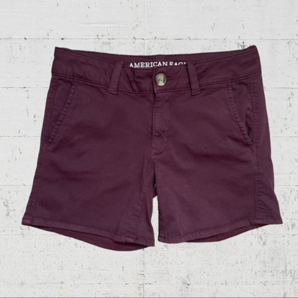 AEO Twill Burgundy Midi Shorts Size 2